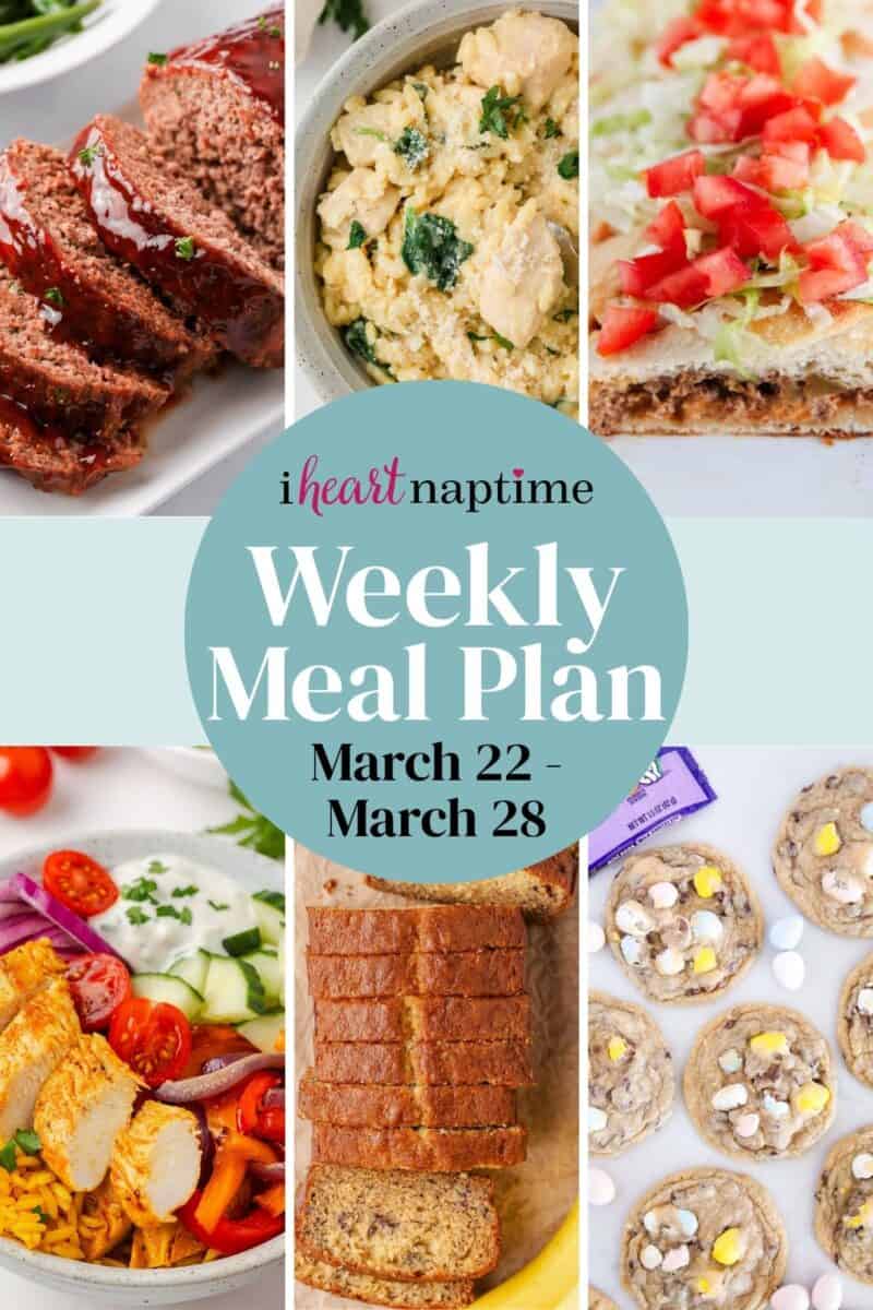 Recipe photo collage for I Heart Naptime weekly meal plan.