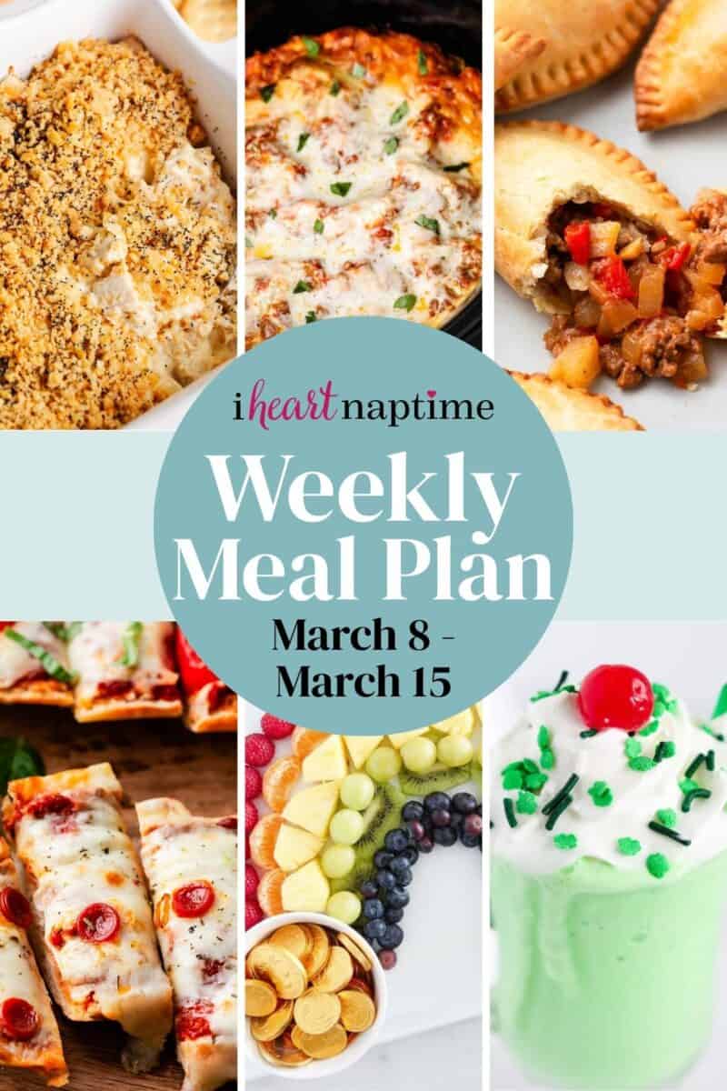 A photo collage of recipe pictures for I Heart Naptime meal plan.