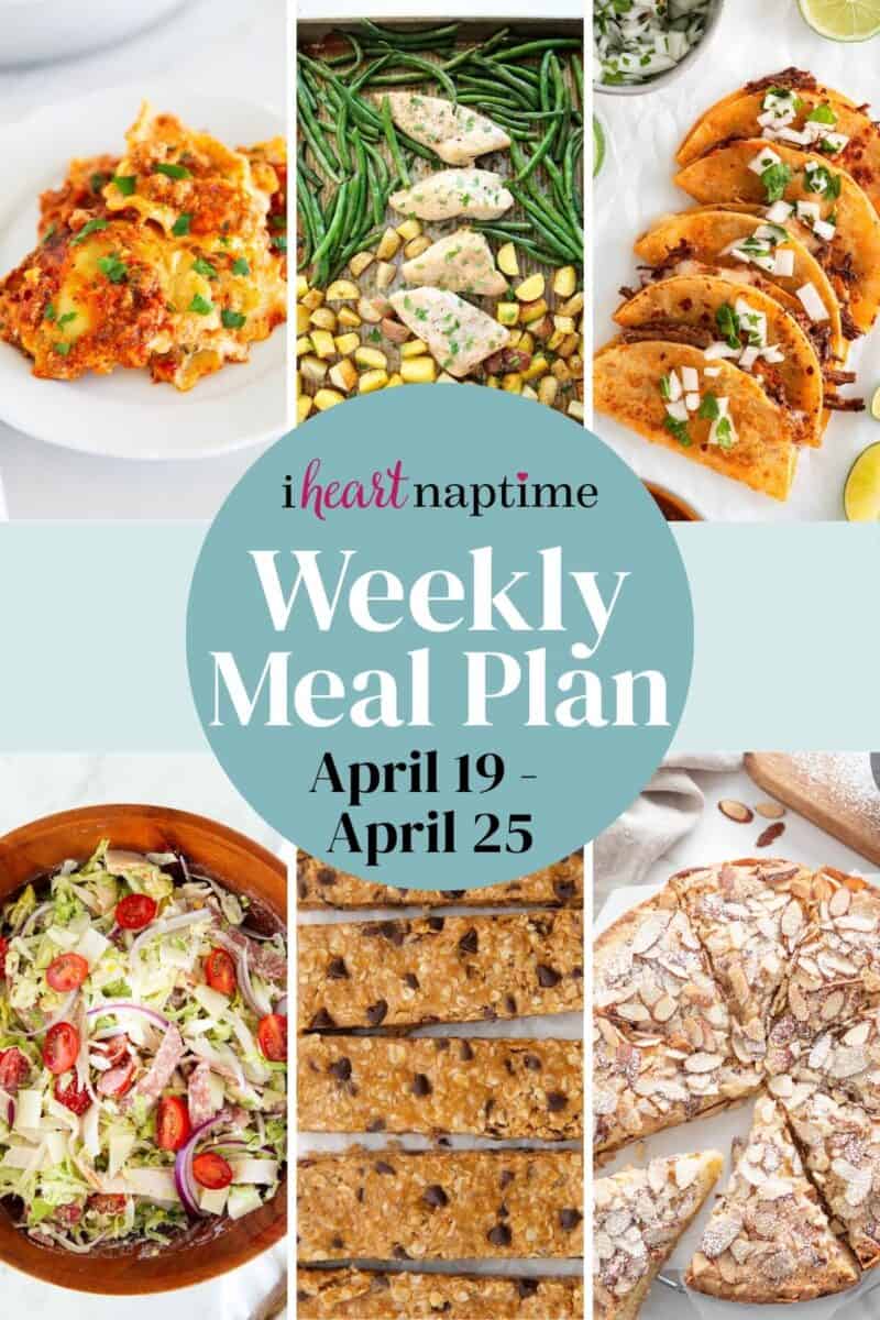 Recipe photo collage for I Heart Naptime weekly meal plan.