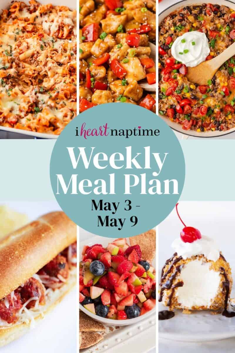 Recipe photo collage for a weekly meal plan for I Heart Naptime.