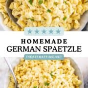 German spaetzle tossed in a bowl with butter and parmesan.