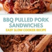BBQ pulled pork sandwich with tender slow cooked pork.