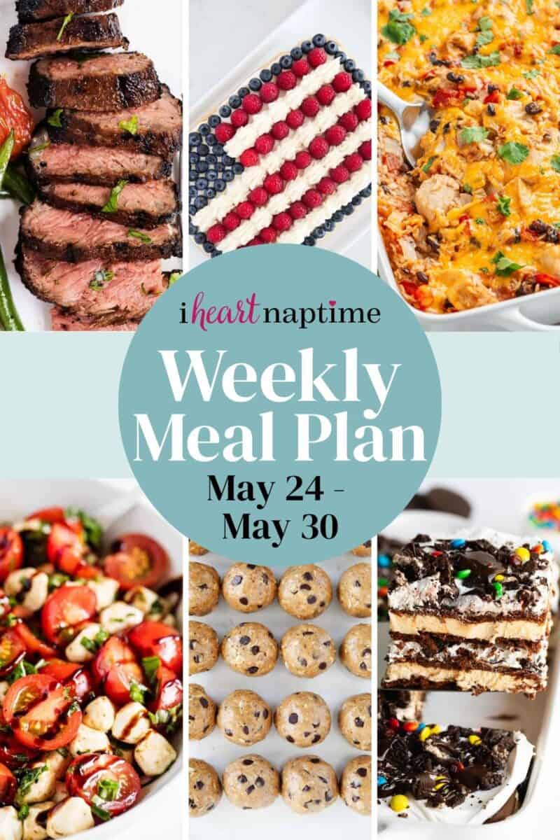 Recipe photo collage for a weekly meal plan for I Heart Naptime.