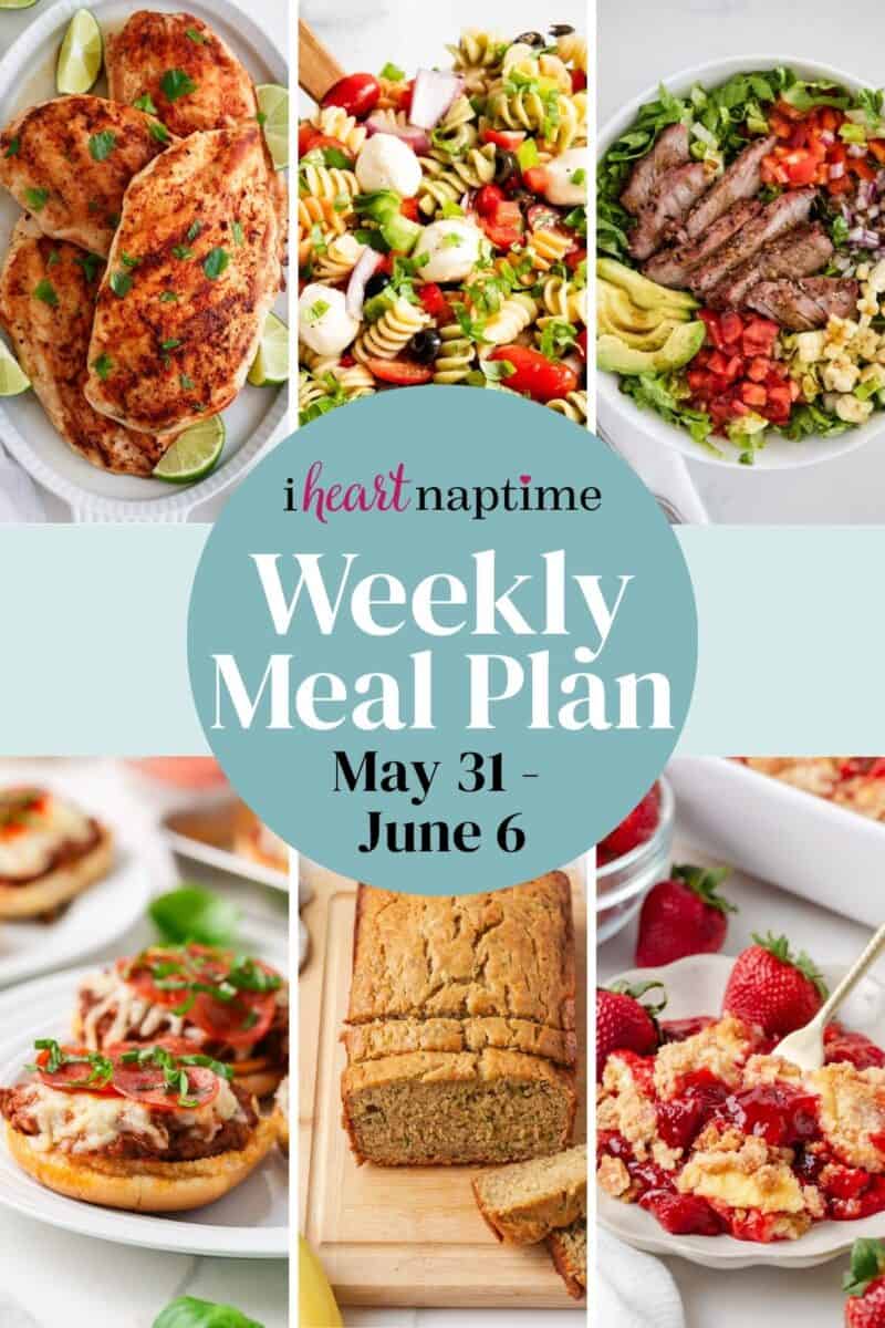 A recipe photo collage for I Heart Naptime meal plan.