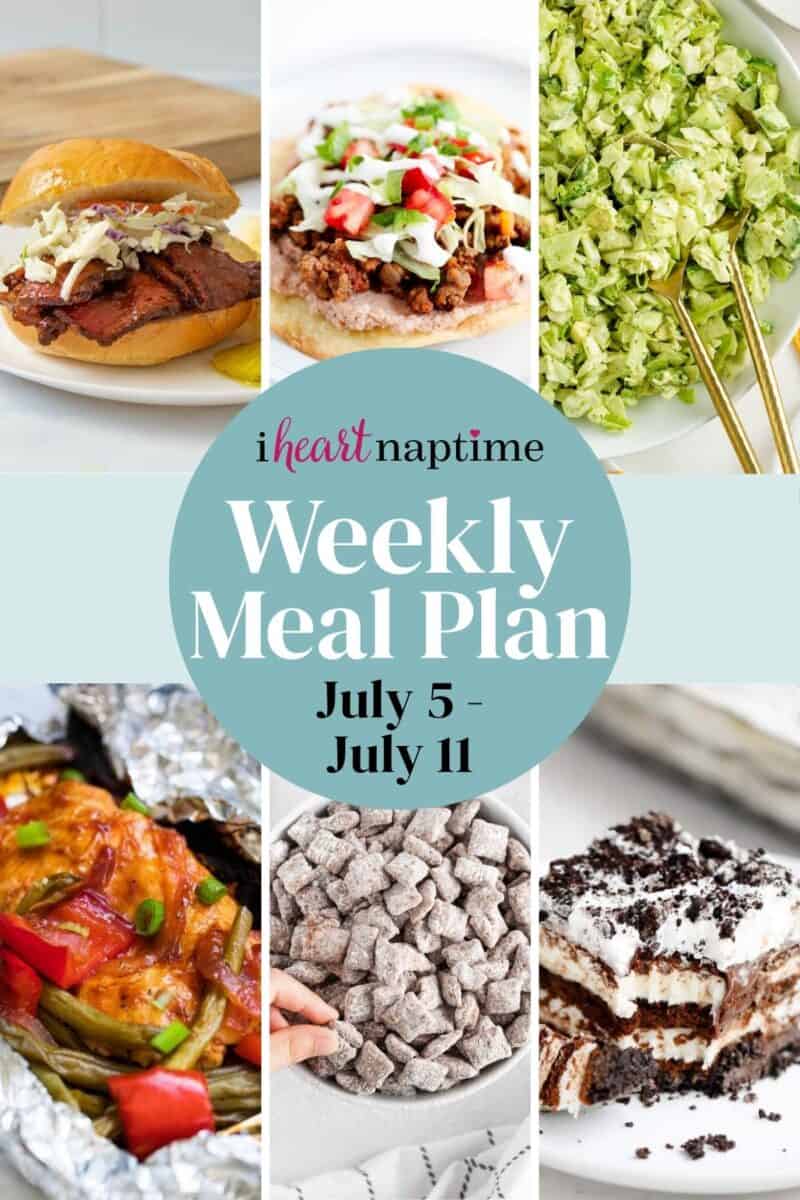 A recipe photo collage for I Heart Naptime weekly meal plan.