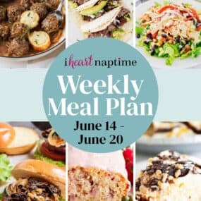 A recipe photo collage for I Heart Naptime weekly meal plan.