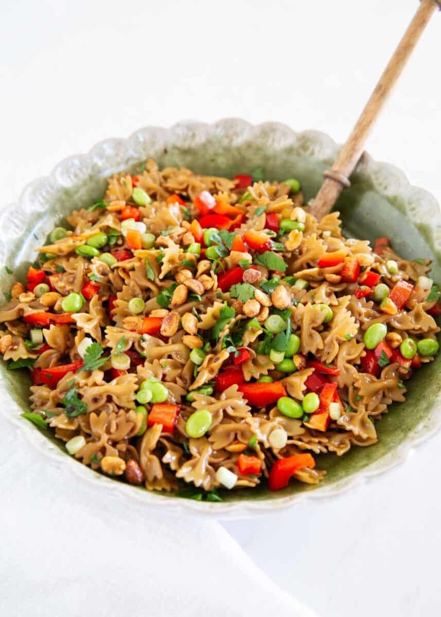 Thai pasta salad in a bowl.