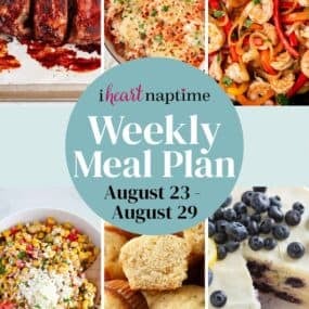 Recipe photo collage for an I Heart Naptime weekly meal plan.