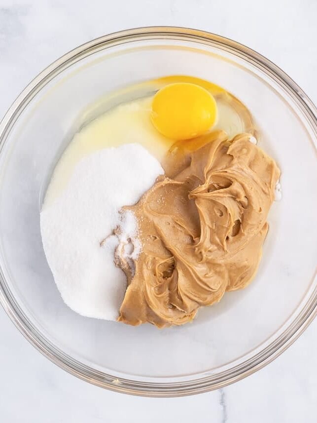 Simple 3-ingredient peanut butter cookie dough mixture for spider cookies.