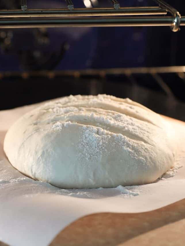 Baking artisan bread in oven.