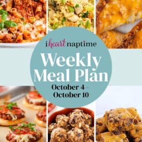 Recipe photo collage for a weekly meal plan for I Heart Naptime.
