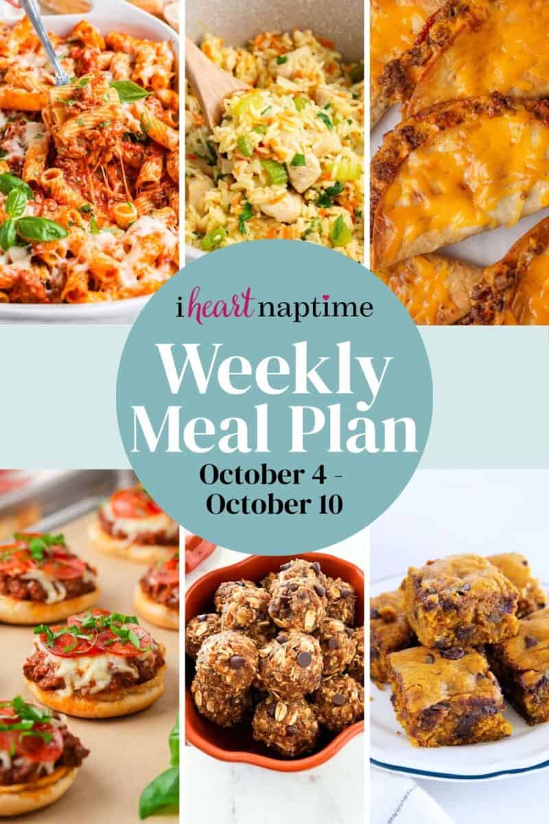 Recipe photo collage for a weekly meal plan for I Heart Naptime.