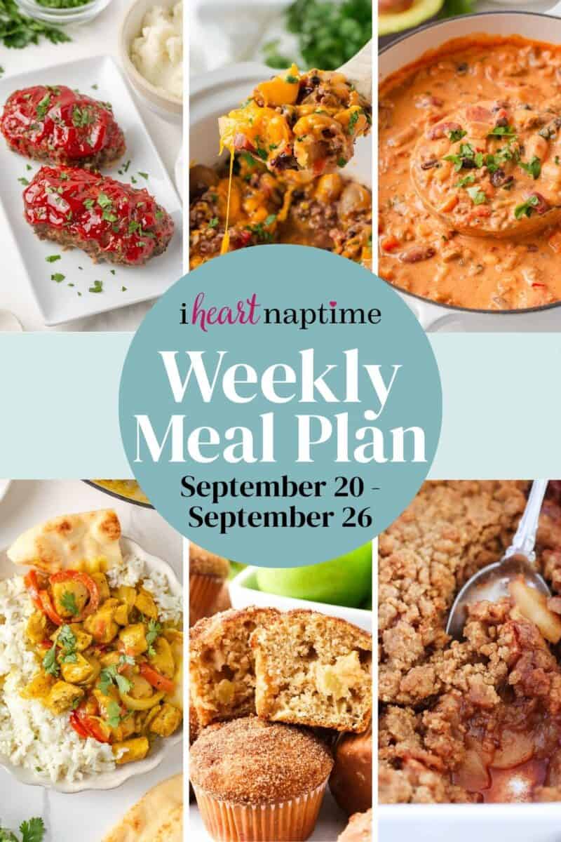 Recipe photo collage for a weekly meal plan for I Heart Naptime.