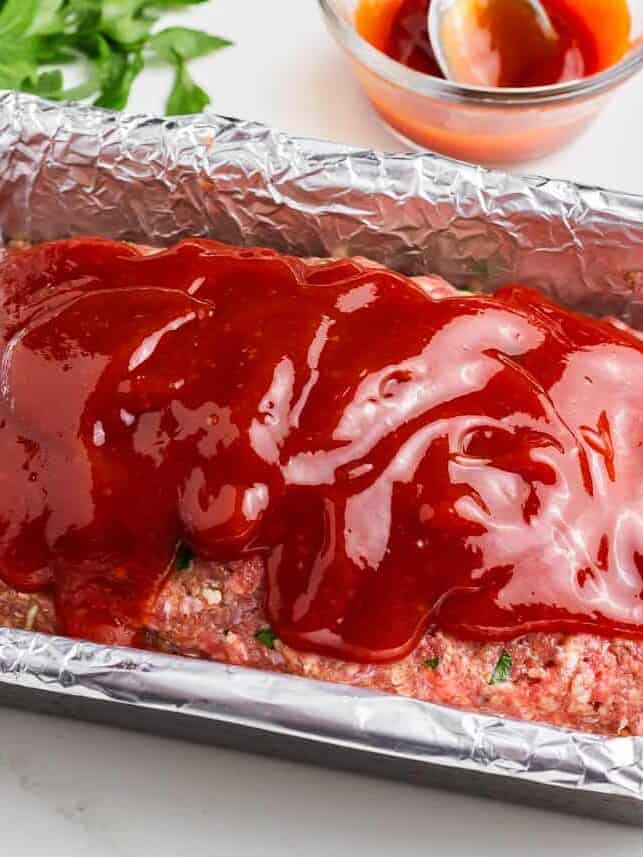 Showing how to make lipton onion soup meatloaf with sauce.