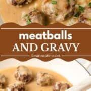 Meatballs in gravy served out of the pan.