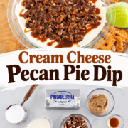 Pecan Pie Dip with ingredients for a pinterest pin.