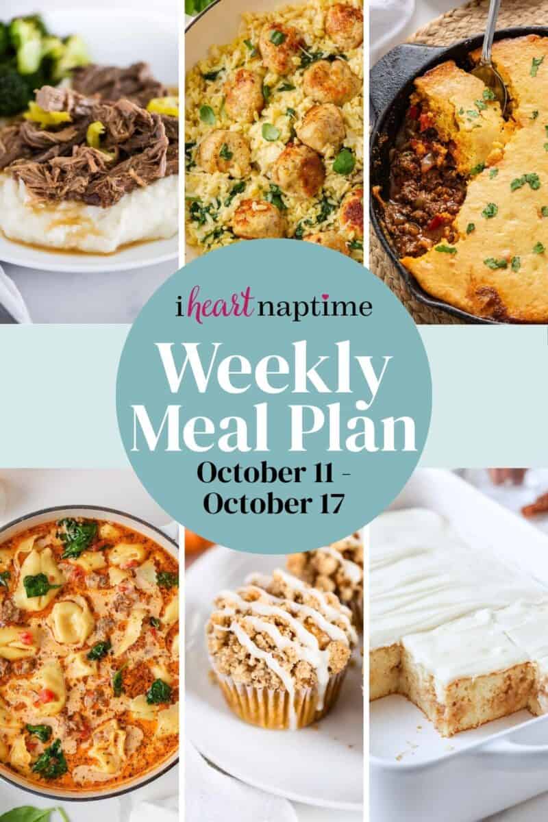 Recipe photo collage for a weekly meal plan for I Heart Naptime.