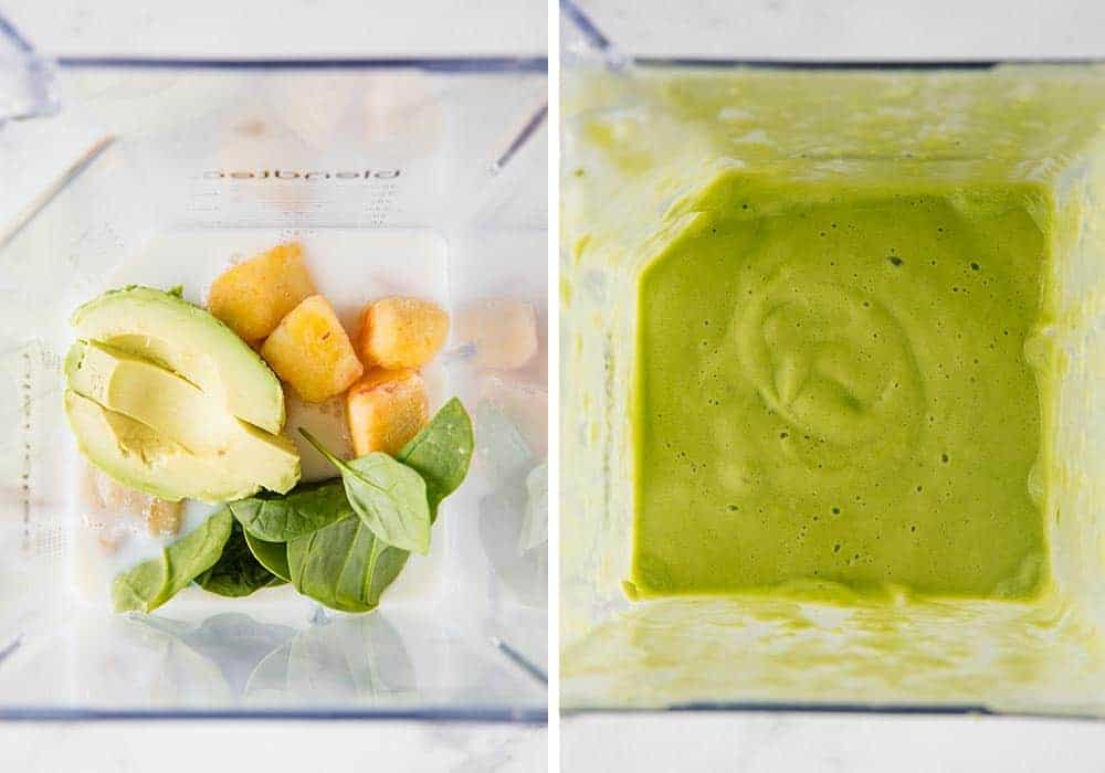 Avocado smoothie in blender.