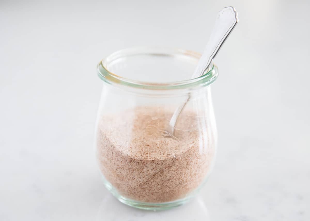 Cinnamon sugar in a jar.