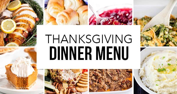 collage of thanksgiving dinner dishes 
